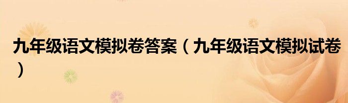 九年級語文模擬卷答案（九年級語文模擬試卷）