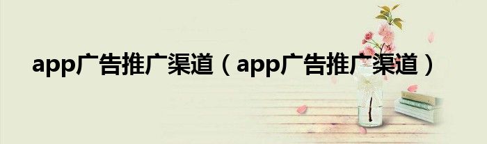 app廣告推廣渠道（app廣告推廣渠道）