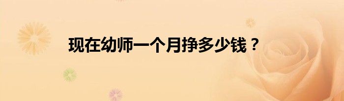 現(xiàn)在幼師一個(gè)月掙多少錢(qián)？