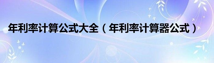 年利率計(jì)算公式大全（年利率計(jì)算器公式）