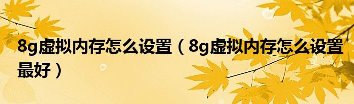 8g虛擬內(nèi)存怎么設(shè)置（8g虛擬內(nèi)存怎么設(shè)置最好）