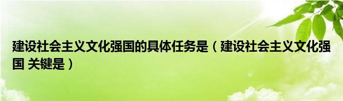 建設社會主義文化強國的具體任務是（建設社會主義文化強國 關鍵是）