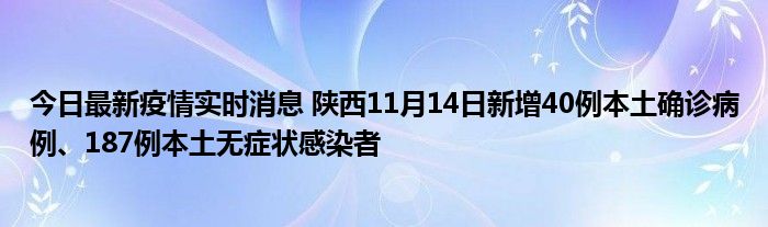 今日最新疫情實(shí)時(shí)消息 陜西11月14日新增40例本土確診病例、187例本土無(wú)癥狀感染者