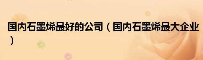 國內(nèi)石墨烯最好的公司（國內(nèi)石墨烯最大企業(yè)）