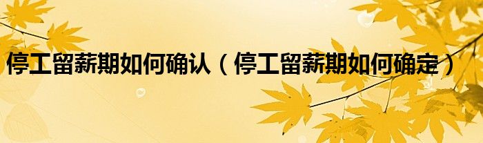 停工留薪期如何確認(rèn)（停工留薪期如何確定）