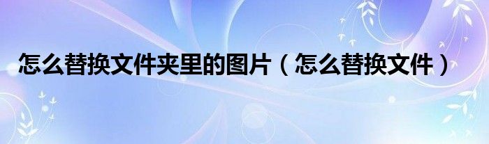 怎么替換文件夾里的圖片（怎么替換文件）