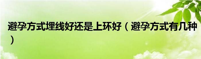 避孕方式埋線好還是上環(huán)好（避孕方式有幾種）