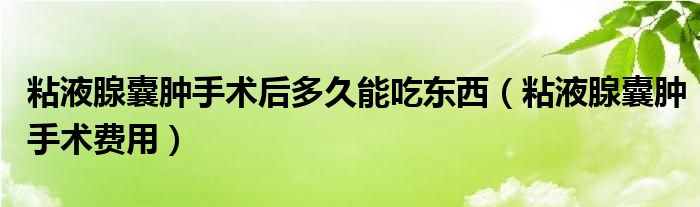 粘液腺囊腫手術(shù)后多久能吃東西（粘液腺囊腫手術(shù)費(fèi)用）