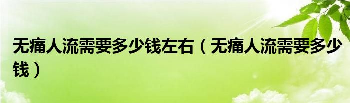 無痛人流需要多少錢左右（無痛人流需要多少錢）