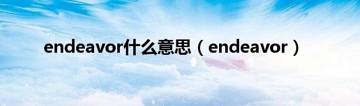 endeavor什么意思（endeavor）