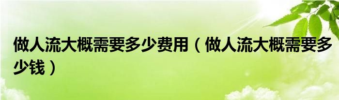 做人流大概需要多少費用（做人流大概需要多少錢）