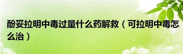 酚妥拉明中毒過量什么藥解救（可拉明中毒怎么治）