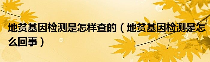 地貧基因檢測是怎樣查的（地貧基因檢測是怎么回事）