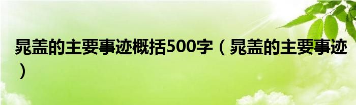 晁蓋的主要事跡概括500字（晁蓋的主要事跡）