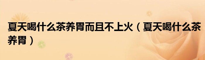 夏天喝什么茶養(yǎng)胃而且不上火（夏天喝什么茶養(yǎng)胃）