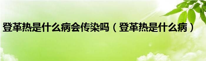 登革熱是什么病會傳染嗎（登革熱是什么病）