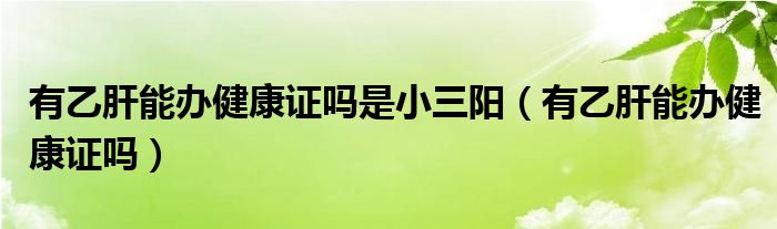 有乙肝能辦健康證嗎是小三陽(yáng)（有乙肝能辦健康證嗎）