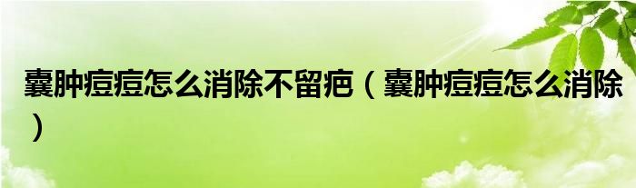 囊腫痘痘怎么消除不留疤（囊腫痘痘怎么消除）