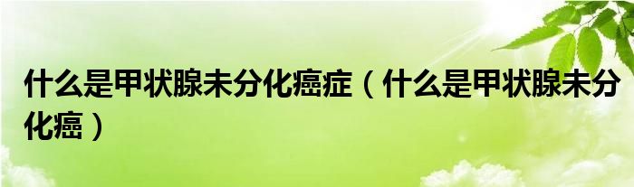 什么是甲狀腺未分化癌癥（什么是甲狀腺未分化癌）