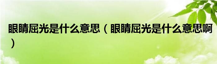 眼睛屈光是什么意思（眼睛屈光是什么意思?。?class='thumb lazy' /></a>
		    <header>
		<h2><a  href=