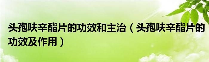 頭孢呋辛酯片的功效和主治（頭孢呋辛酯片的功效及作用）