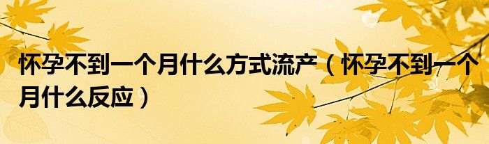 懷孕不到一個月什么方式流產(chǎn)（懷孕不到一個月什么反應(yīng)）