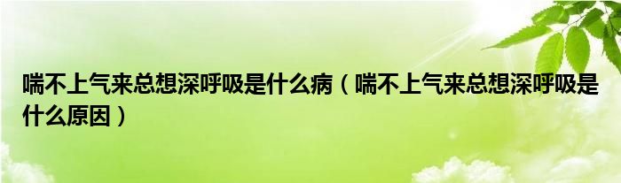 喘不上氣來總想深呼吸是什么?。ù簧蠚鈦砜傁肷詈粑鞘裁丛颍?class='thumb lazy' /></a>
		    <header>
		<h2><a  href=