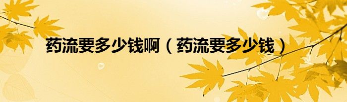 藥流要多少錢?。ㄋ幜饕嗌馘X）