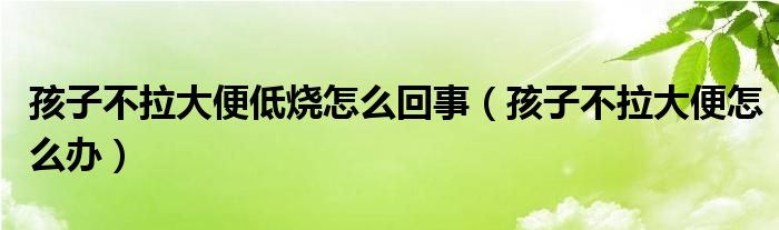 孩子不拉大便低燒怎么回事（孩子不拉大便怎么辦）