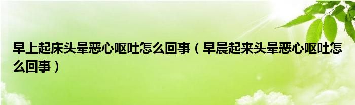 早上起床頭暈惡心嘔吐怎么回事（早晨起來(lái)頭暈惡心嘔吐怎么回事）