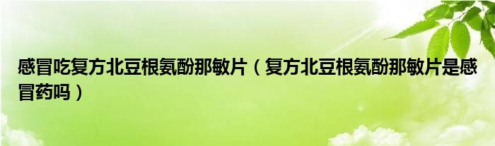 感冒吃復方北豆根氨酚那敏片（復方北豆根氨酚那敏片是感冒藥嗎）