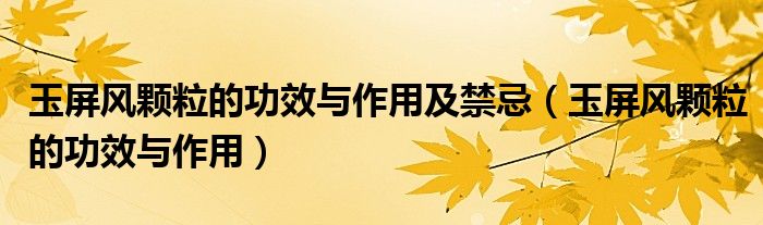 玉屏風(fēng)顆粒的功效與作用及禁忌（玉屏風(fēng)顆粒的功效與作用）