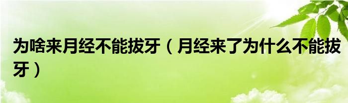 為啥來月經(jīng)不能拔牙（月經(jīng)來了為什么不能拔牙）