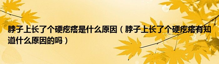 脖子上長了個硬疙瘩是什么原因（脖子上長了個硬疙瘩有知道什么原因的嗎）