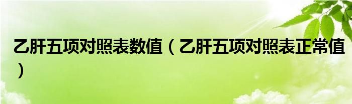 乙肝五項對照表數(shù)值（乙肝五項對照表正常值）