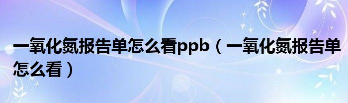 一氧化氮報告單怎么看ppb（一氧化氮報告單怎么看）