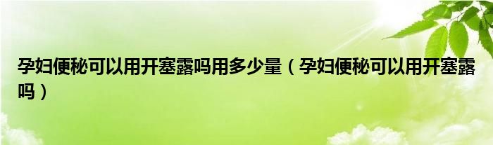 孕婦便秘可以用開(kāi)塞露嗎用多少量（孕婦便秘可以用開(kāi)塞露嗎）