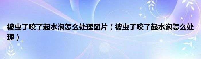 被蟲子咬了起水泡怎么處理圖片（被蟲子咬了起水泡怎么處理）