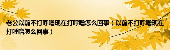 老公以前不打呼?，F(xiàn)在打呼嚕怎么回事（以前不打呼嚕現(xiàn)在打呼嚕怎么回事）