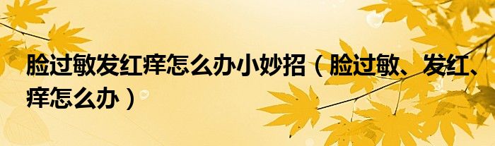 臉過敏發(fā)紅癢怎么辦小妙招（臉過敏、發(fā)紅、癢怎么辦）