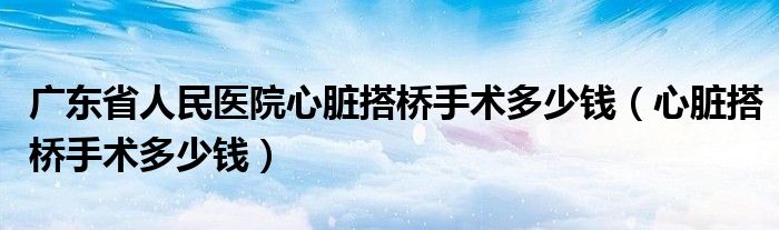 廣東省人民醫(yī)院心臟搭橋手術多少錢（心臟搭橋手術多少錢）