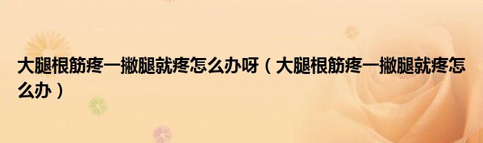 大腿根筋疼一撇腿就疼怎么辦呀（大腿根筋疼一撇腿就疼怎么辦）