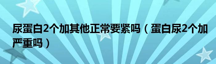 尿蛋白2個(gè)加其他正常要緊嗎（蛋白尿2個(gè)加嚴(yán)重嗎）