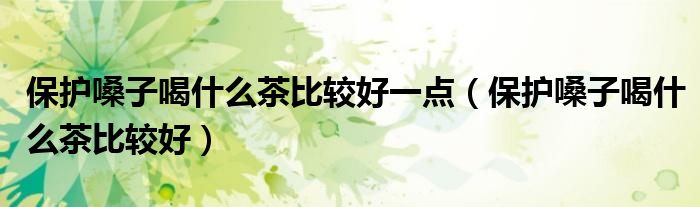 保護(hù)嗓子喝什么茶比較好一點(diǎn)（保護(hù)嗓子喝什么茶比較好）