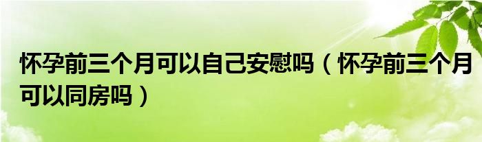 懷孕前三個月可以自己安慰嗎（懷孕前三個月可以同房嗎）