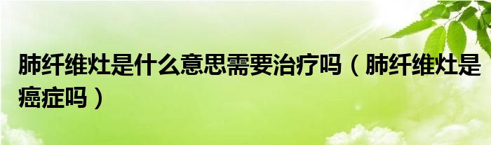 肺纖維灶是什么意思需要治療嗎（肺纖維灶是癌癥嗎）