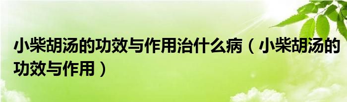 小柴胡湯的功效與作用治什么?。ㄐ〔窈鷾墓πc作用）