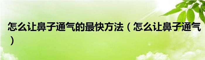 怎么讓鼻子通氣的最快方法（怎么讓鼻子通氣）