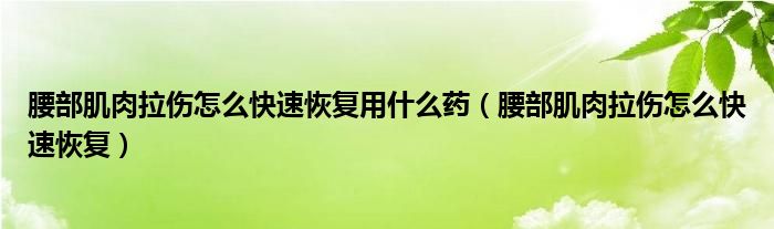 腰部肌肉拉傷怎么快速恢復(fù)用什么藥（腰部肌肉拉傷怎么快速恢復(fù)）