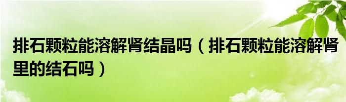 排石顆粒能溶解腎結(jié)晶嗎（排石顆粒能溶解腎里的結(jié)石嗎）